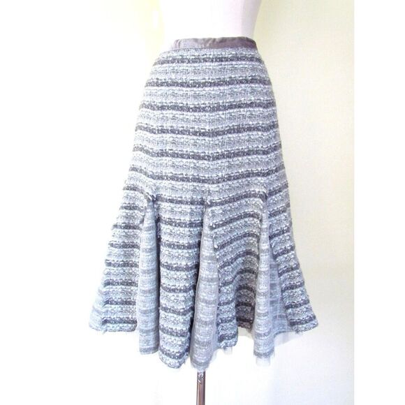 Douglas Hannant Tweed Silver Skirt Sz 8 Bergdorf Goodman Metallic Accent XMAS